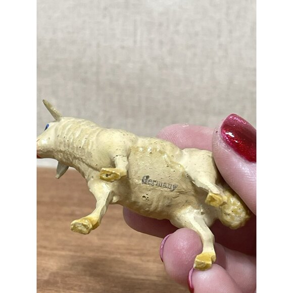 Antique German Putz Nativity Lamb Composition Crèche Figure 3 In Grazing Small - Picture 5 of 7